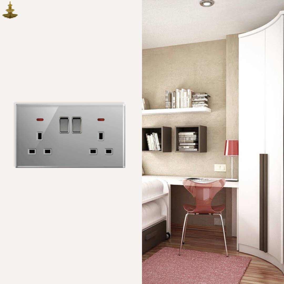 Double 13A Switch Socket with Neon (Single Pole) - Image