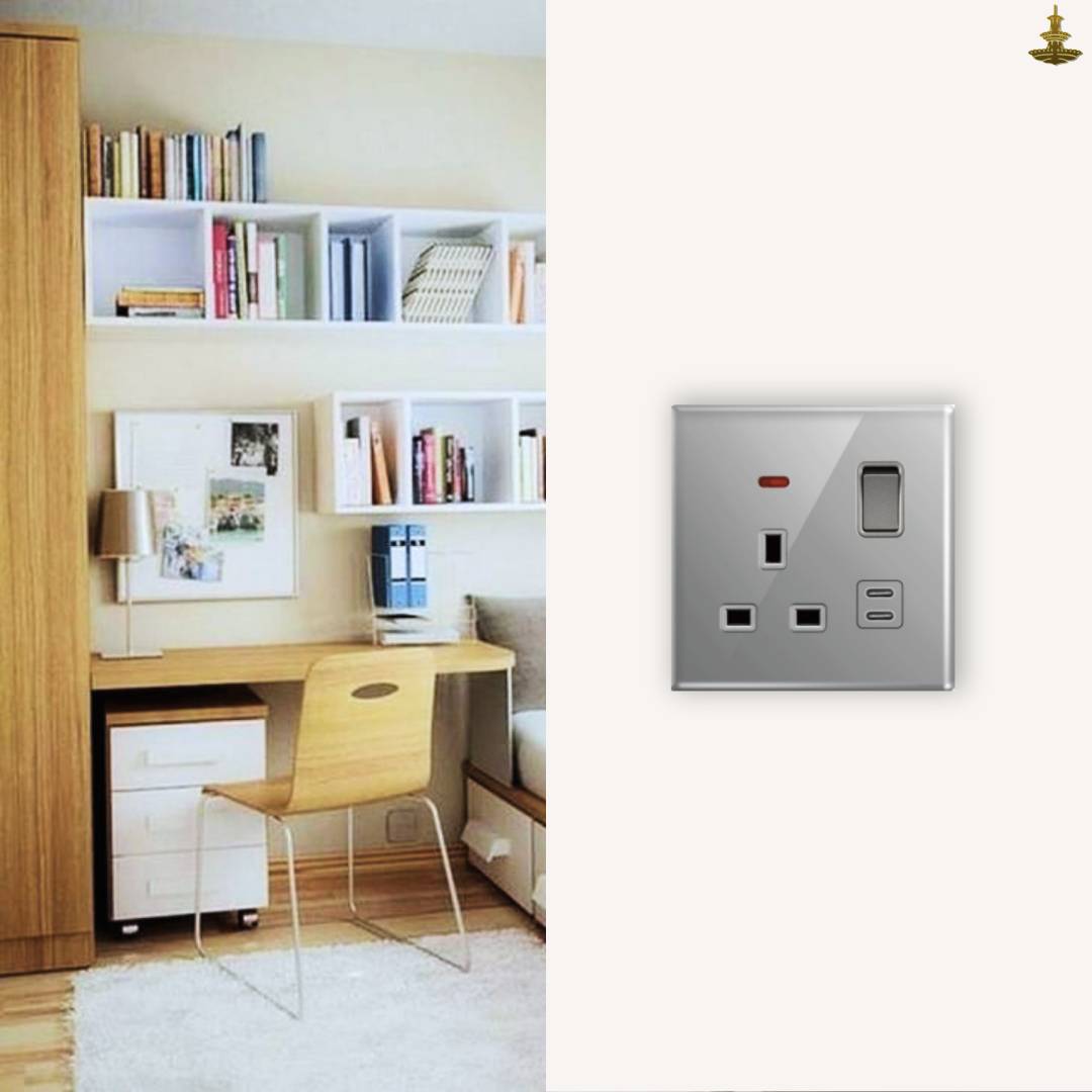 Wall Switch Socket 13A with Neon+2Type-C(Single Pole) - Image