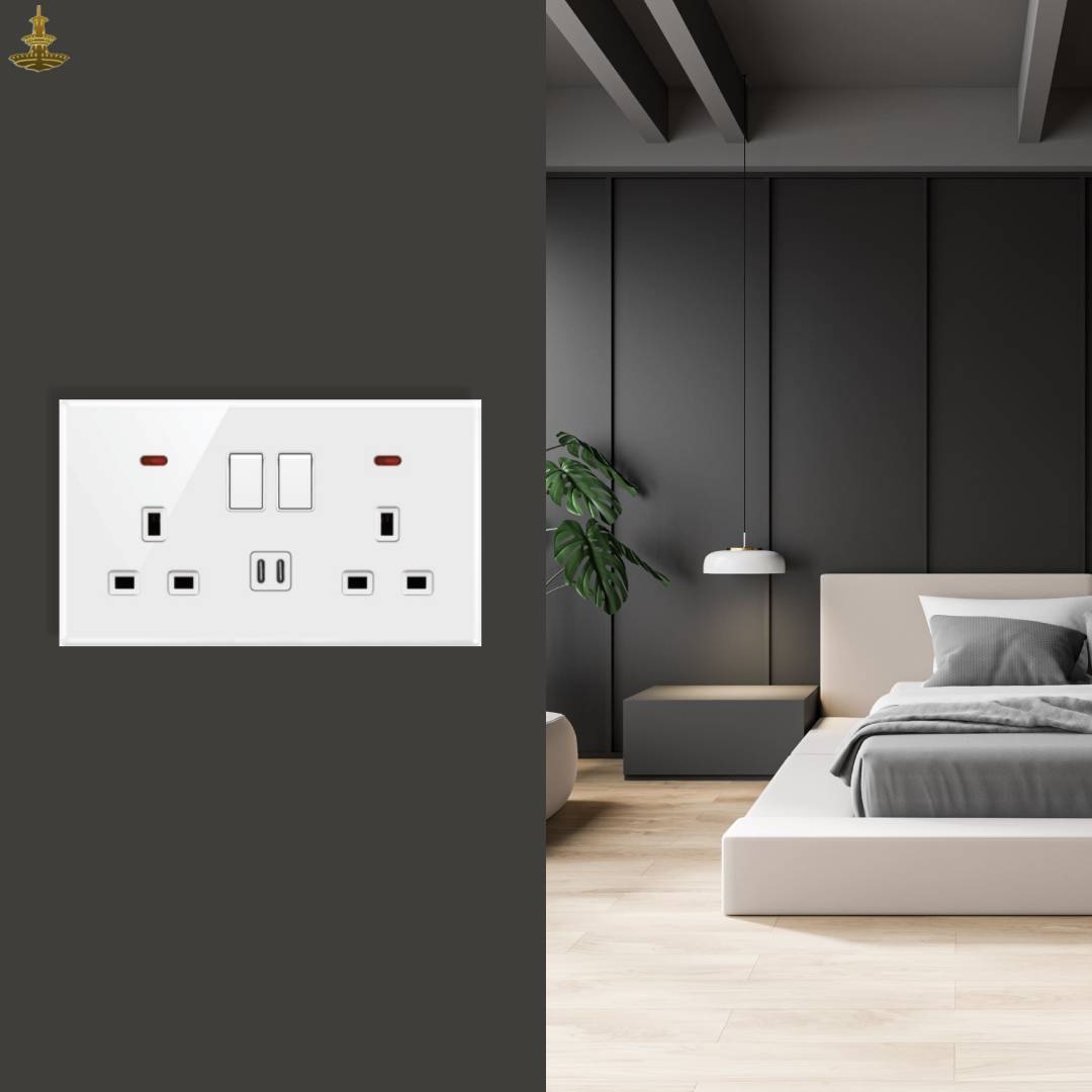 Double 13A Switch Socket with Neon+2Type-C(Single Pole) - Image